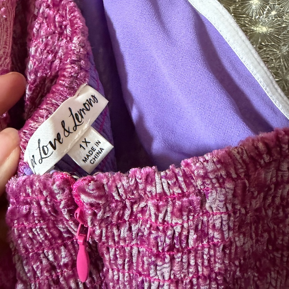 NWOT For Love & Lemons Francesca Paisley Babydoll Bubble Sleeve Dress Size 1X - Picture 10 of 11